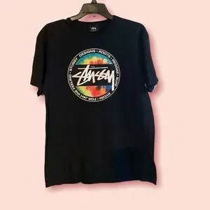 トップス STUSSY LOGO TEE VTG Stussy N4 Spell Out Tee Shirt Black No. 4 S-Link Logo